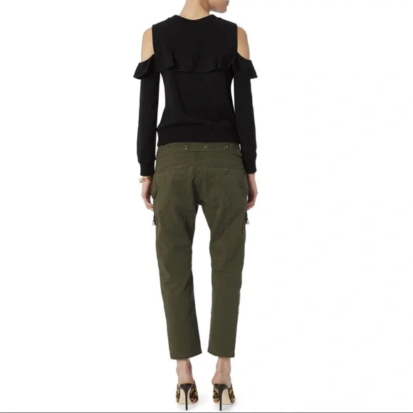 A.L.C. Lindsey Ruffle Cold Shoulder Top Black Women’s 0 - Picture 7 of 16